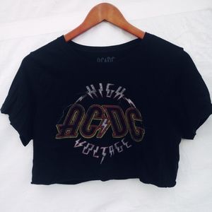 ACDC High Voltage Crop Top Shirt Women's Size XL